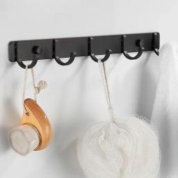 Ganchos de parede de alumínio Punch-free, cremalheira do armazenamento, cremalheira, salvar o espaço, preto, prata, porta, parte traseira, roupa, banheiro, toalha, 1Pc - Image 2