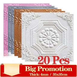 Adesivos de parede autoadesivos, Papel de parede 3D, Decoração, Sala de estar, Quarto, teto, TV, Wall Art, 35x35cm, 20 peças - Image 1