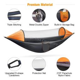 Hammock Camping Outdoor portátil com Mosquiteiro, cadeira de suspensão leve, rede de dormir de abertura rápida, cama de suspensão - Image 6
