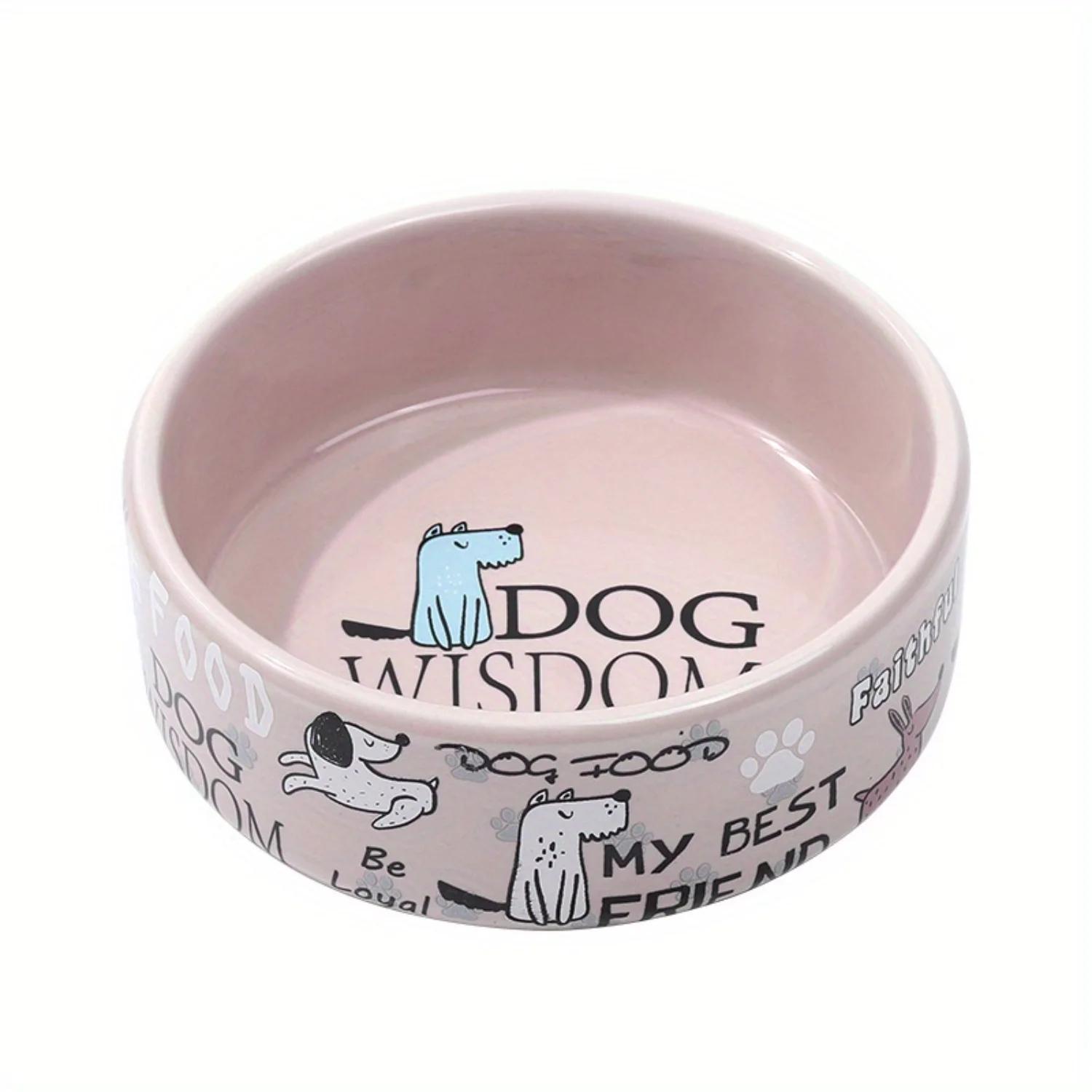 Cartoon Print Cerâmica Pet Alimentação Bowl, Placa De Gato, Filhote De Cachorro Alimentador Lento, Levantado Tigelas De Comida De Gato - Image 1