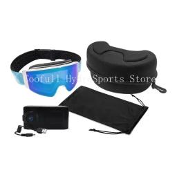 Óculos de esqui polarizados antiembaçantes aquecidos eletricamente, lente gradiente magnética intercambiável, para esportes de inverno, snowboard - Image 2