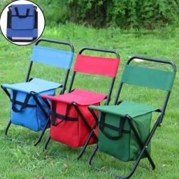 Cadeira de acampamento dobrável portátil com caixa de armazenamento cadeiras de acampamento ao ar livre cadeiras de praia viagem lazer assento de piquenique com armazenamento - Image 1