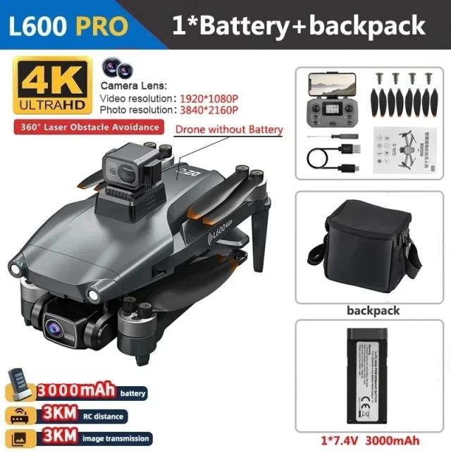 L600 PRO MAX Drone Profissional 4K 3 Eixos PTZ HD Câmera Dupla