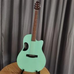 Fibra de carbono aço-corda guitarra acústica, Spruce Top Solid, 4 cores, alto brilho, preto, verde, roxo, Folk Pop, 41" - Image 5