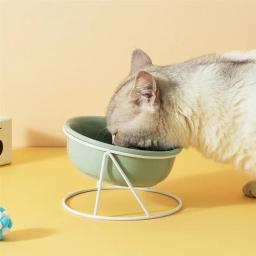 Bacia cerâmica do cão comida para animais de estimação tigela de comida de gato tigelas de comida de água com suporte de ferro nenhum derramamento grande alimentador prato de alimentação tigelas de cachorro suprimentos para animais de estimação - Image 4