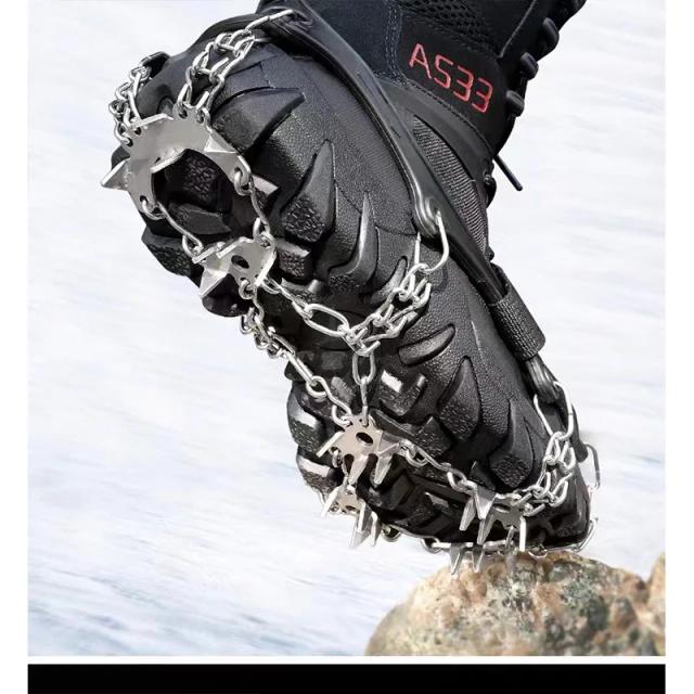 Garras de Gelo em Aço Inoxidável com Silicone Anti-Deslizante e 24 Dentes para Montanhismo na Neve