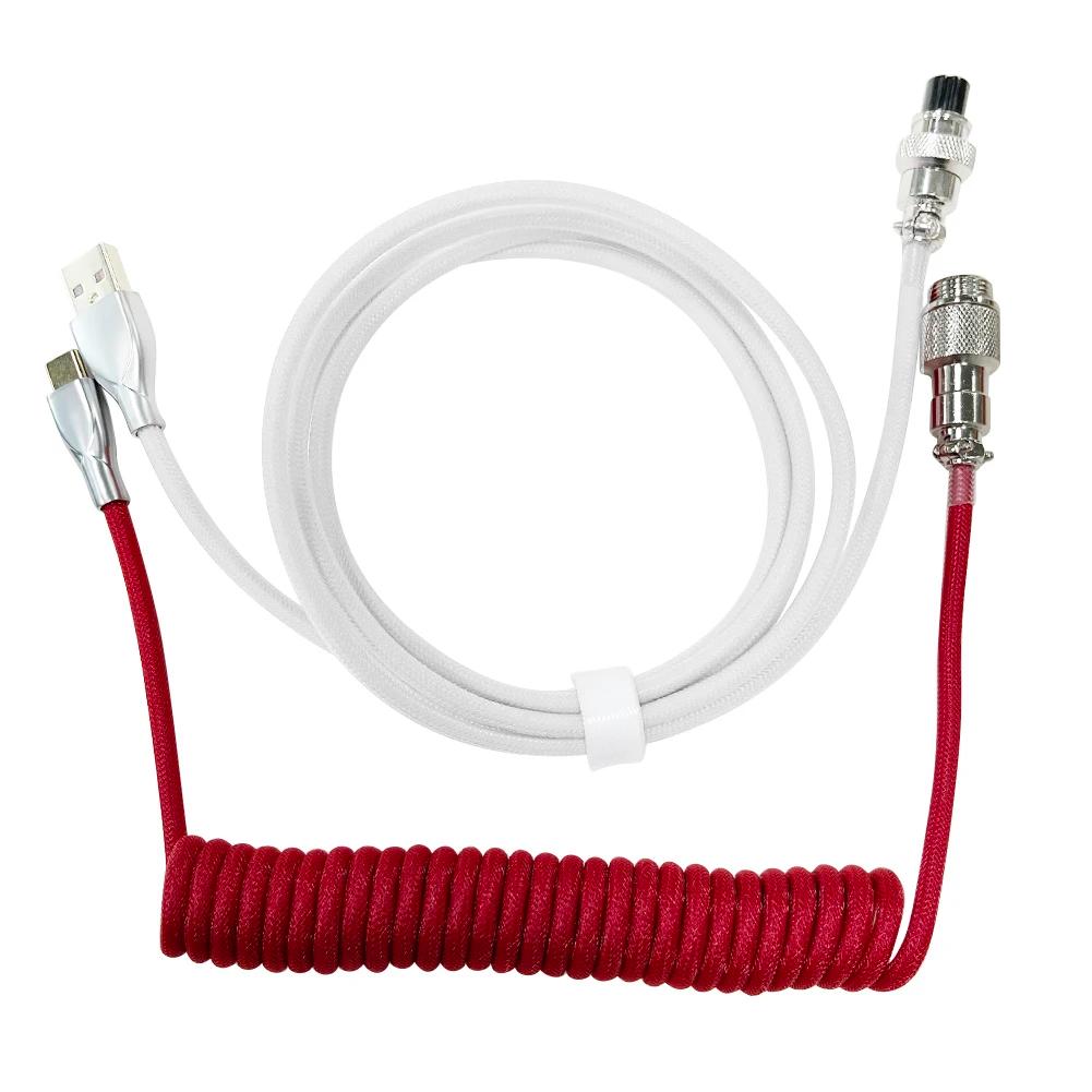 Tipo-c usb 1.8m teclado mecânico fio de cabo enrolado para acessórios espirais paracord do conector da aviação do teclado mecânico - Image 1