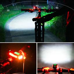 3 em 1 lanterna bicicleta com 5 led e alarme chifre, luz frontal, impermeável, odômetro, acessórios de bicicleta - Image 4