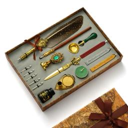 Retro Pena Dip Pen Kit, Antiguidade, Tinta Papelaria, Caligrafia Kit, Vintage, Clássico, Selo de cera - Image 2