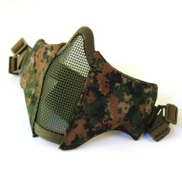 Airsoft malha máscara meia face malha máscaras cinta cinto ajustável tático rosto crânio máscara para cs/caça/paintball/tiro - Image 6
