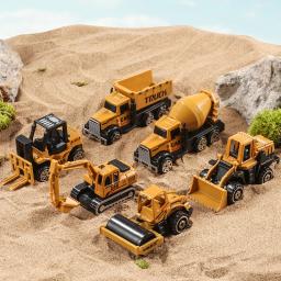 6 pçs/set brinquedos para meninos liga engenharia caminhão brinquedo carro escavadeira bulldozer rolo modelo em miniatura diecast presente de aniversário do miúdo - Image 3