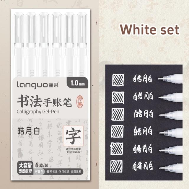 Conjunto de Canetas Gel e Esferográficas Coloridas para Caligrafia, Desenho e Pintura - 6 Peças de 1,0 mm F7722