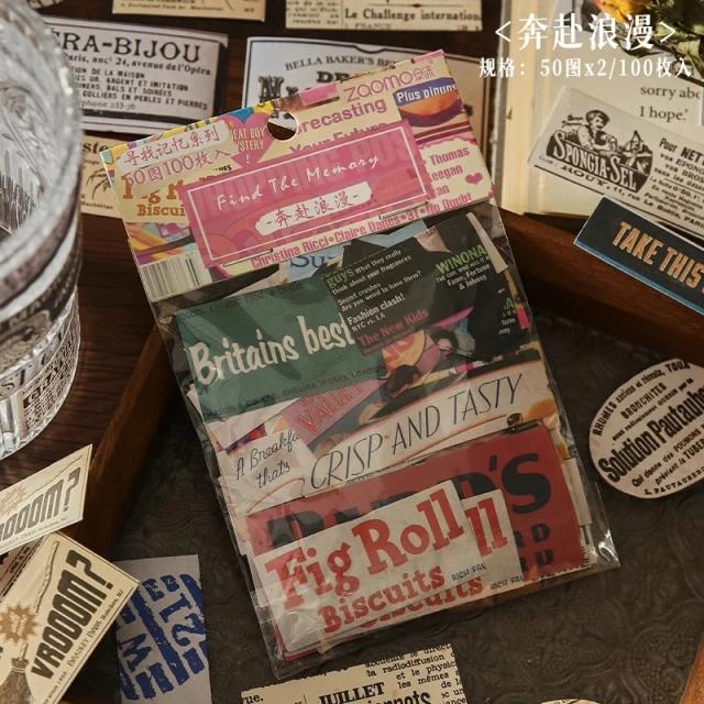 Coleção de 100 Adesivos Decorativos Vintage para Scrapbooking e Decoração de Diários