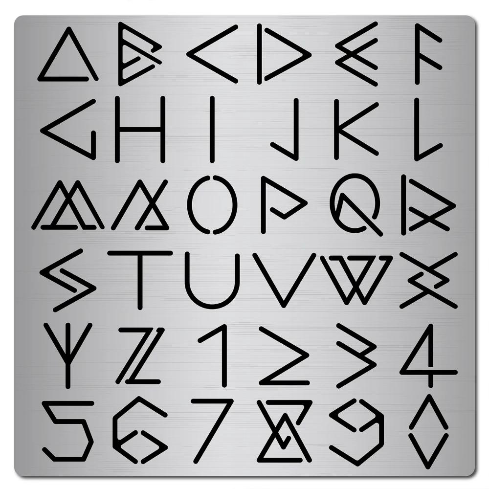 Metal gótico fonte lettering estêncil antigo inglês fonte antigo alfabeto modelo runas estêncil para pintura de madeira queima pirografia - Image 1