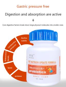 Comprimidos probióticos para cães e gatos, Produtos para Saúde Animal, Regulamentação Estomacal e Suplemento Nutricional, 180 Comprimidos - Image 2