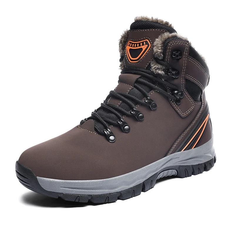 Sapatos de caminhada masculinos de alta qualidade novo inverno casual anti deslizamento quente sola grossa sapatos de algodão alta superior confortável botas de neve de pelúcia - Image 1