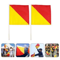 Bandeira vermelha e amarela para treinamento de desempenho, acenando sinal, equipamento de arbitragem, jogo, mão, corrida, partida comandante, 2 pcs - Image 1