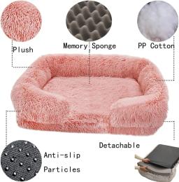 Ortopédica Faux Fur Memória Espuma Lounger, Cozy cama do cão de pelúcia, camas quadradas, Quente Almofada Pet, Fofo com Remover Tampa, lavável - Image 4