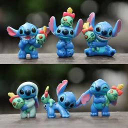 6 pçs lilo & stitch figura dos desenhos animados modelo coleção anime ornamento de mesa decoração do bolo aniversário crianças brinquedos presentes - Image 1