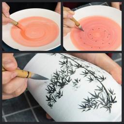 2 pçs cerâmica argila branca nuvem escrita escova de bambu pólo pintura cor enchimento cerâmica diy overglaze/underglaze pintura ferramentas - Image 6