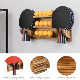 1pc suporte de remo de ping pong fixado na parede raquete de tênis de mesa exibição para 6 pás e 12 bolas de armazenamento organizador de ping pong - Image 3