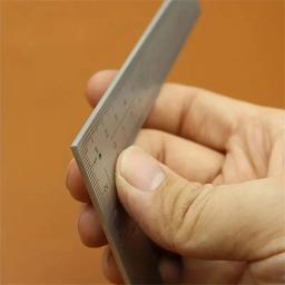 Mini Régua de escala de precisão dupla face em forma de L em aço inoxidável, ferramenta de medição de alta precisão para design de couro - Image 4