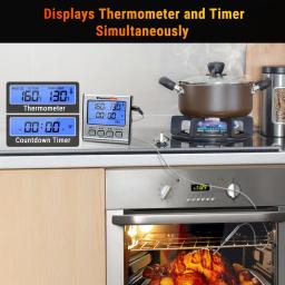 ThermoPro-Termômetro Digital LCD com Sonda Dupla, Termômetro de Cozinha, Sonda Dupla, Churrasco, Forno, Carne, Grill, TP17, Retroiluminação Digital - Image 4