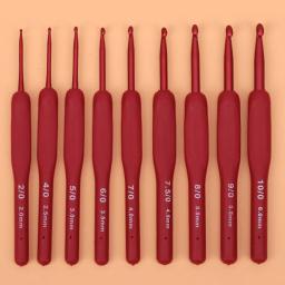 Conjunto de crochê alça de silicone ganchos agulha tulipa tricô crochê agulhas única cabeça vermelho crochê tricô ferramenta artesanal artesanato novo - Image 1