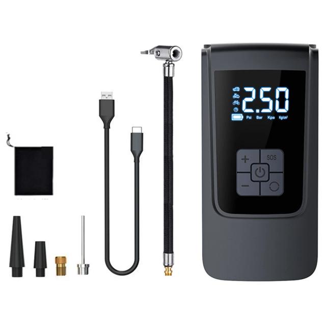 Compressor de Ar Inteligente Portátil com Luz LED - Inflador Sem Fio para Pneus de Carro e Motocicleta, 6000mAh, 150PSI