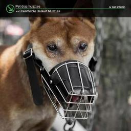 Cesta ajustável do focinho do cão, Cesta de metal para morder e mastigar, Boca Mesh Muzzles para cães de grande raça - Image 5