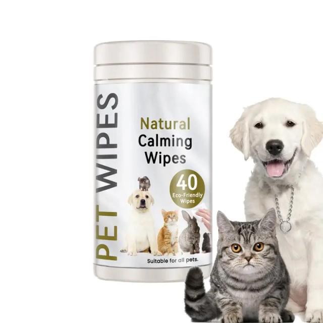 Toalhetes Grooming para Pets, Remoção de Sujeira dos Olhos e Orelhas, Limpeza de Cão e Gato, Controle de Odor, 40 Unidades