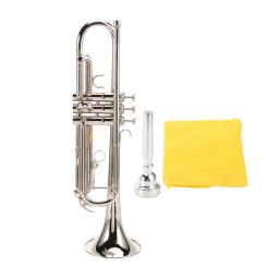 Trompete Padrão com Pano de Limpeza e Luvas, Instrumento Estudantil de Bronze, Adequado para Banda Escolar, Orquestra, Iniciantes - Image 1