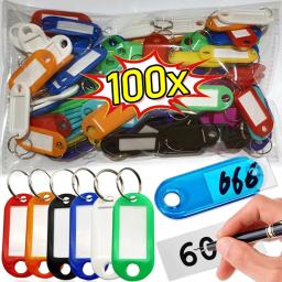 10-100 etiquetas de chave de plástico resistente com janela de etiqueta de anel dividido para kit de chaveiro diy nome numerado etiquetas de bagagem - Image 2