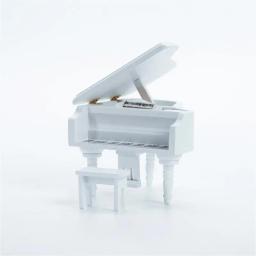 Dollhouse Piano Miniatura com Banquinho, Modelo De Madeira Artesanal, Instrumento Musical, Conjunto De Piano Retro, Decoração Presente - Image 5