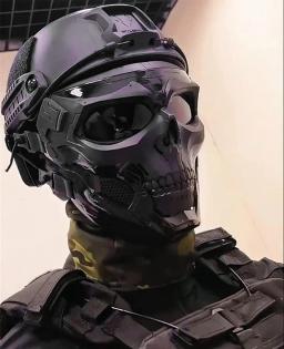 Conjuntos rápidos táticos de capacete, proteção total, máscara facial do crânio, lanterna, NVG Mount Game Kit, Airsoft, BBS, CQB, escaramuças - Image 4