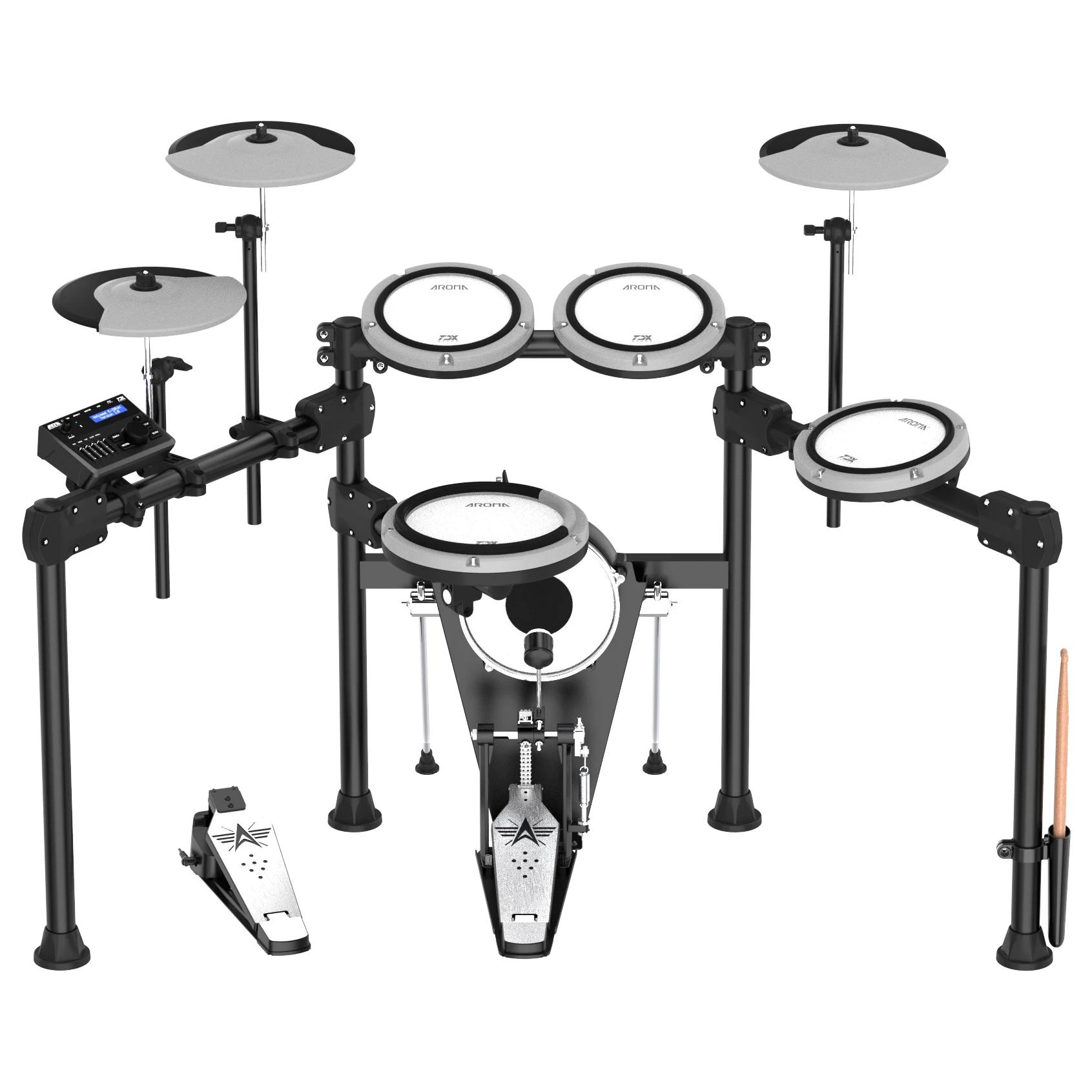 Aroma-Conjunto de Bateria Elétrica com Bluetooth Embutido, All Mesh 5 Drum,3 Pratos, TDX-23II - Image 1