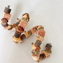 Papagaio mastigar brinquedos bloco de madeira natural espiga de milho nozes pássaro brinquedo ajustável pássaro poleiro suporte gaiola de pássaro brinquedo de mascar para cockatiel - Image 5