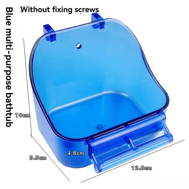 Alimentador e banheira para pássaros em plástico durável, fácil de limpar, com poleiro para papagaios e pequenos pássaros, na cor azul claro, versátil - 1 unidade