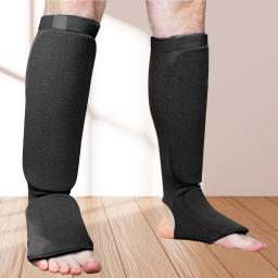 Shin Instep Guards para treinamento MMA, protetor elástico, suprimentos de proteção, preto e L, 1 par - Image 2