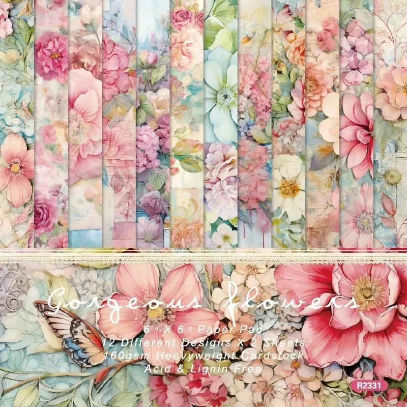 12pçs 6 "x 6" floral scrapbook papel estampado pacote de papel diy decoração manual álbum fundo papel arte artesanato artesanal - Image 1