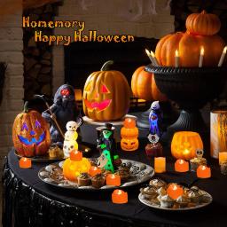12-120 pçs halloween flameless led velas laranja chá luz velas alimentadas por bateria para outono festa de aniversário casamento decoração de casa - Image 4