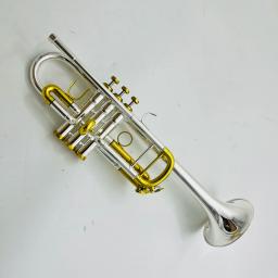 Brass Plated Trompete com Boquilha Case, Real Pictures C Tune, prata laca, instrumento musical profissional, frete grátis - Image 6