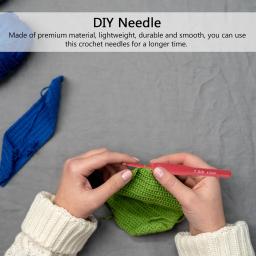 Alumínio Knitting Needles com agulha, Red Silicone Crochet Hook Tool, Além de ganchos, 9 pcs, 14XZ136cm - Image 2