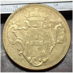 Moeda Banhada a Ouro Nice, 1783 Brasil, 6400 Reis - Maria I & Pedro III, 22K Copiar - Image 2