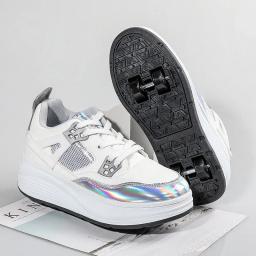Sapatos de caminhada invisíveis de quatro rodas para meninos e meninas estudantes patins de rolo uso automático patins inline das crianças - Image 4