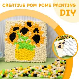 Canvas Pom Pom Pintura, Pacote de Material Set, Projetos de Artesanato Perfeito para Iniciantes e Adultos, 7.8x7.8 Polegada - Image 3