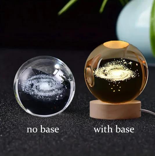 Globo de Cristal 3D com Laser do Sistema Solar - Decoração Elegante e Presente Ideal para Graduação, 6cm