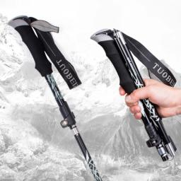 Ultraleve Folding Trekking Pole, liga de alumínio, Anti Shock Alpenstock, bengala de neve, escalada ao ar livre, vara de caminhada - Image 6