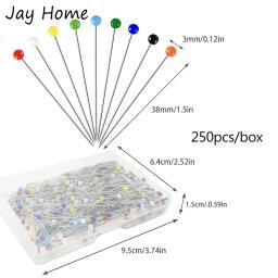 250 pces pinos de costura cabeça multicolorido pinos 38mm cabeça de vidro pinos pérola headed corsage pinos para costureiro jóias decoração - Image 3
