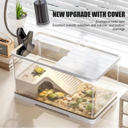 Tartaruga Tanque Répteis Terrários, Caixa De Alimentação Com Plataforma Basking, Aquário Aquático Tartaruga, Suprimentos De Terrários - Image 4